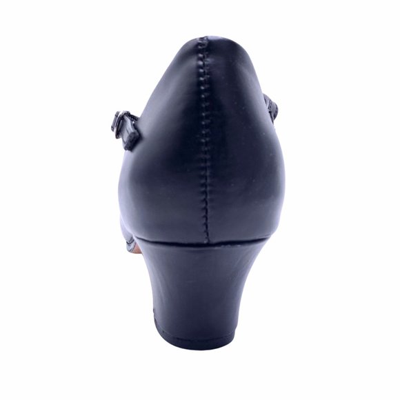 New Black Comfort Character Teens 4 Dance Class Buckle Shoes Dance Salsa Ballrom - Picture 5 of 7